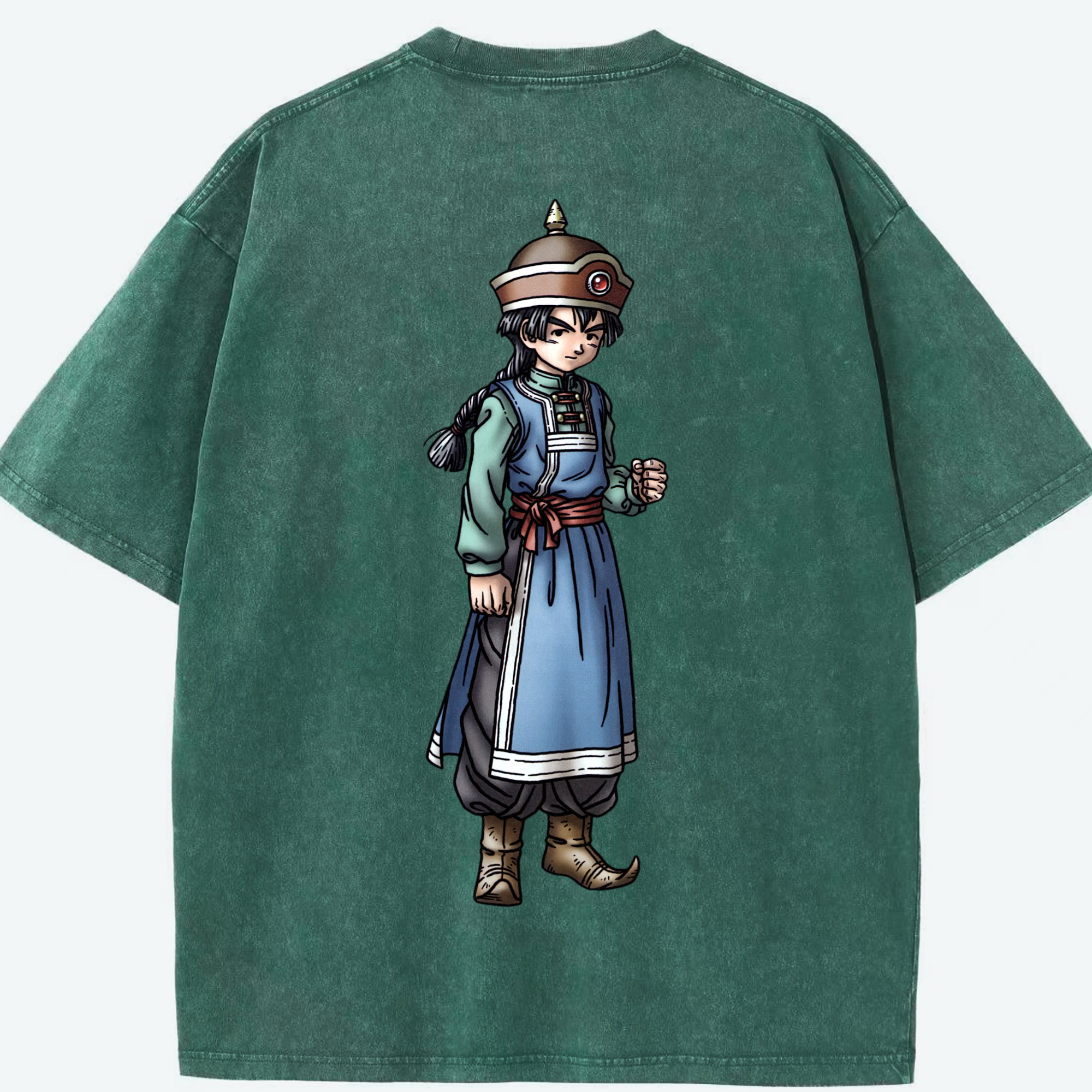 （画像用） ドラゴンクエスト Doragon Kuesuto Dragon Quest 綿100% ヴィンテージ風 半袖Tシャツ（背面プリント）
